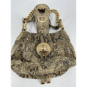 Steven By Steve Madden Faux‎ Python Shoulder Purse Gold Hardware Chain Strap